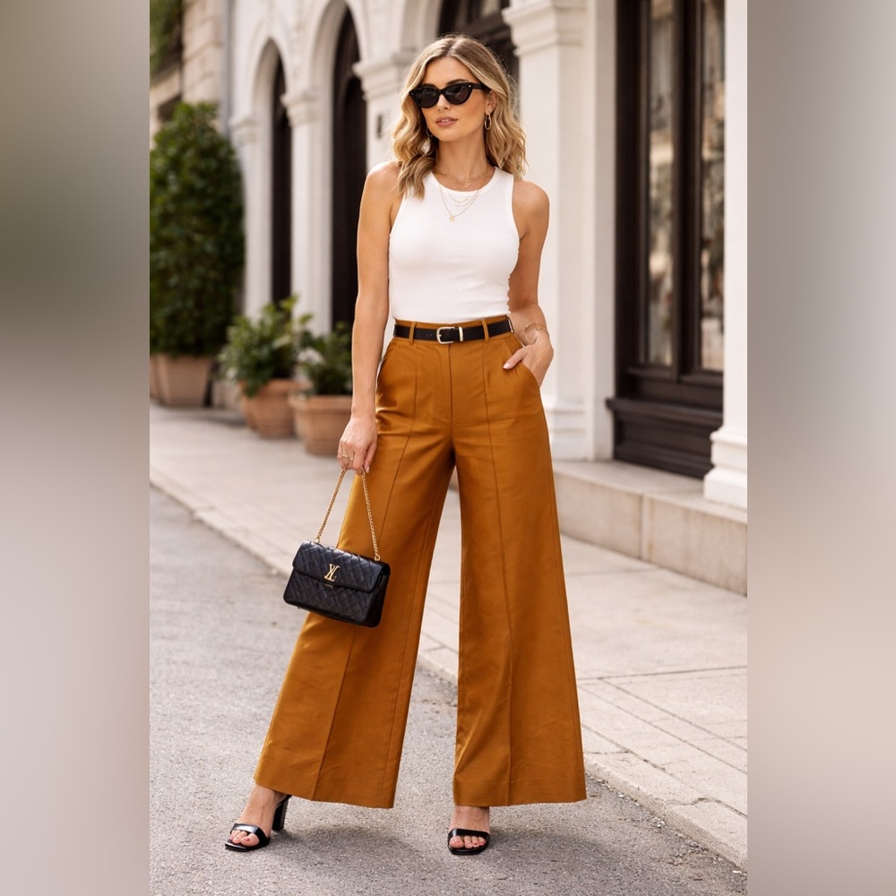 Kimberly Goldson Satin Tan Women’s Trousers